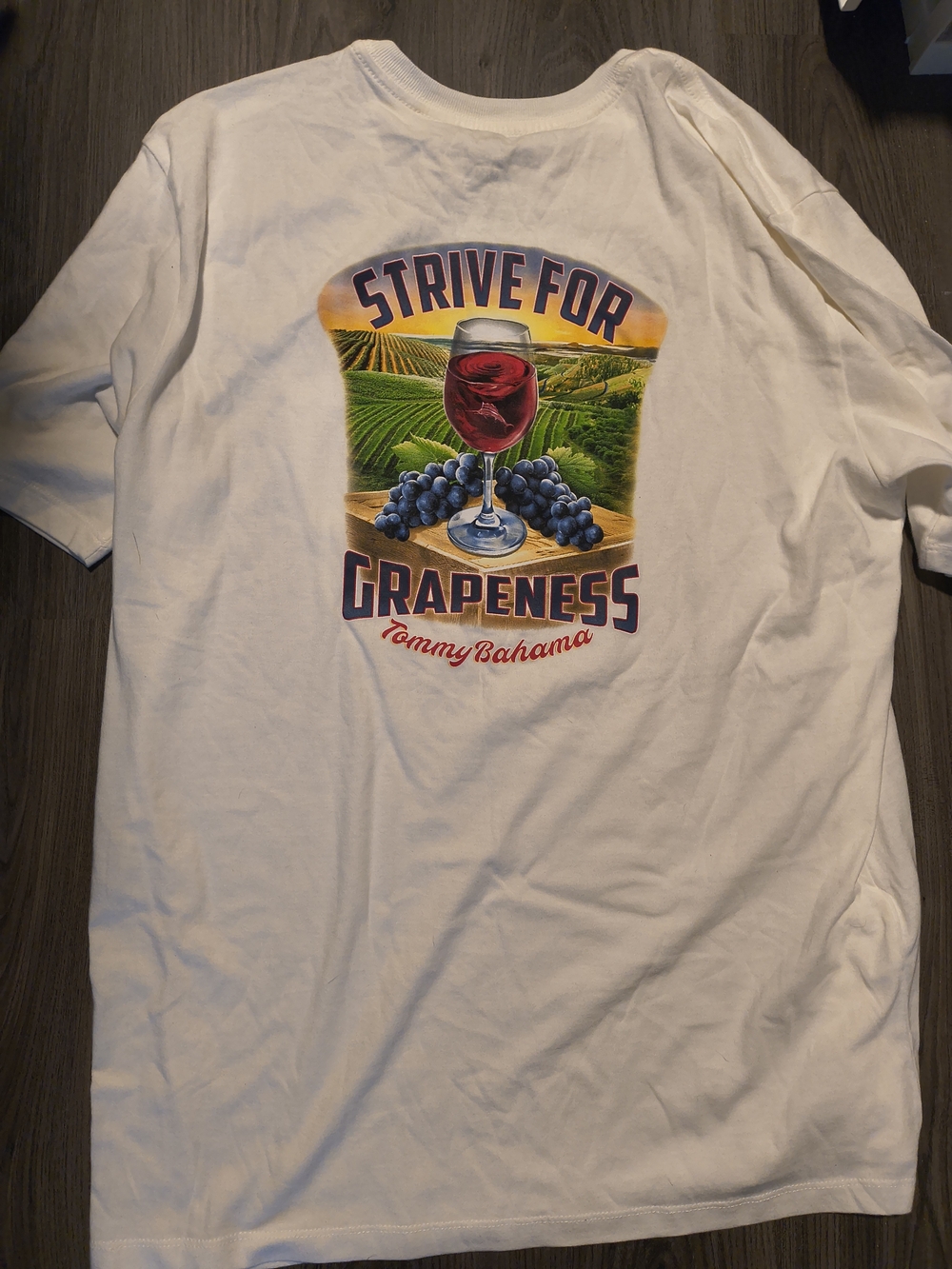 Tommy Bahama White Short-Sleeve Tee with Red Wine & Purple Grape Graphic